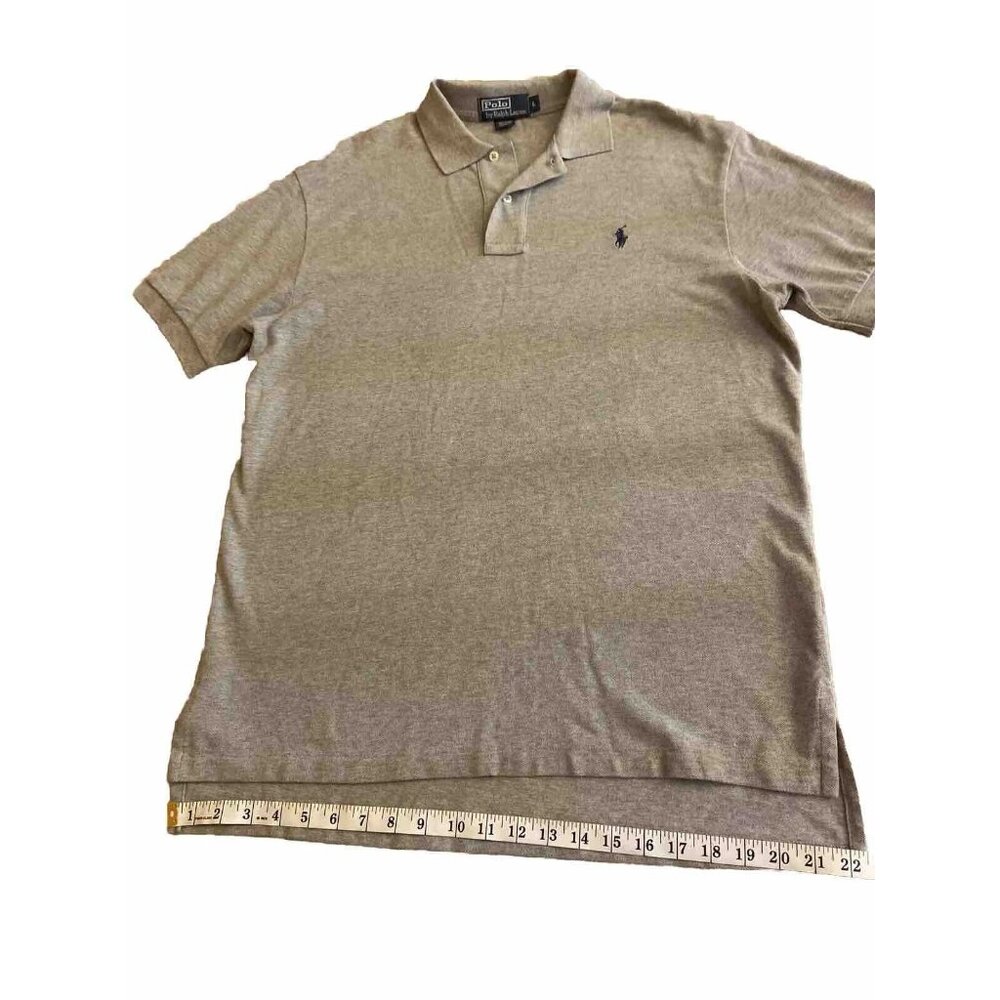 Ralph Lauren Polo Golf Shirt Large Gray Casual Classic Knit Blue PONY
